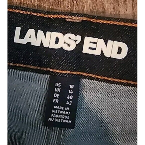 NWOT Lands End Jeans Womens 10 Dark Wash Mid Rise Straight Blue Denim - Picture 4 of 9